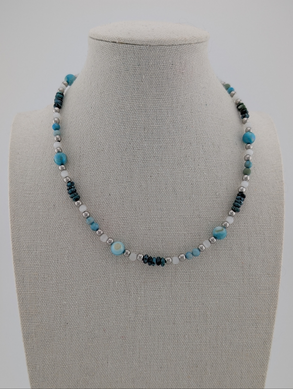 "Hues Of Blue" Convertible Gemstone Choker Necklace Or Wrap Bracelet